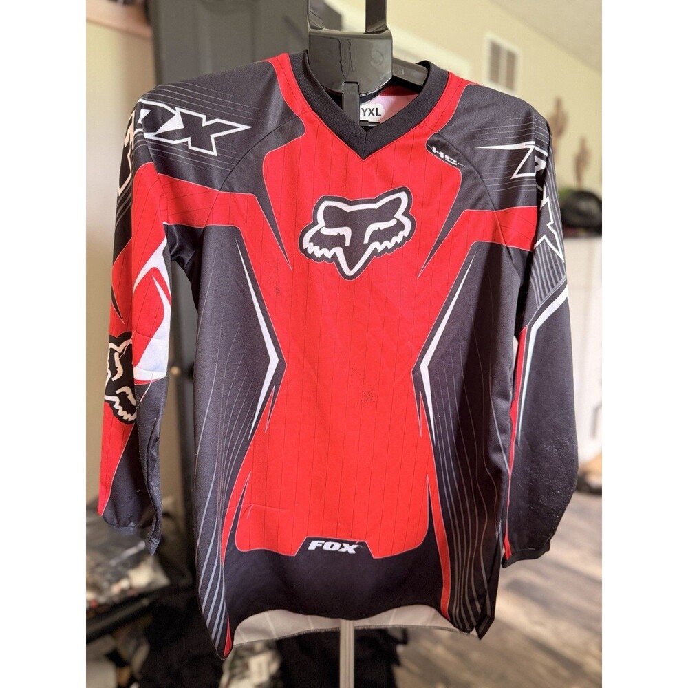 VINTAGE Fox Youth XL Jersey Red Graphic Motocross